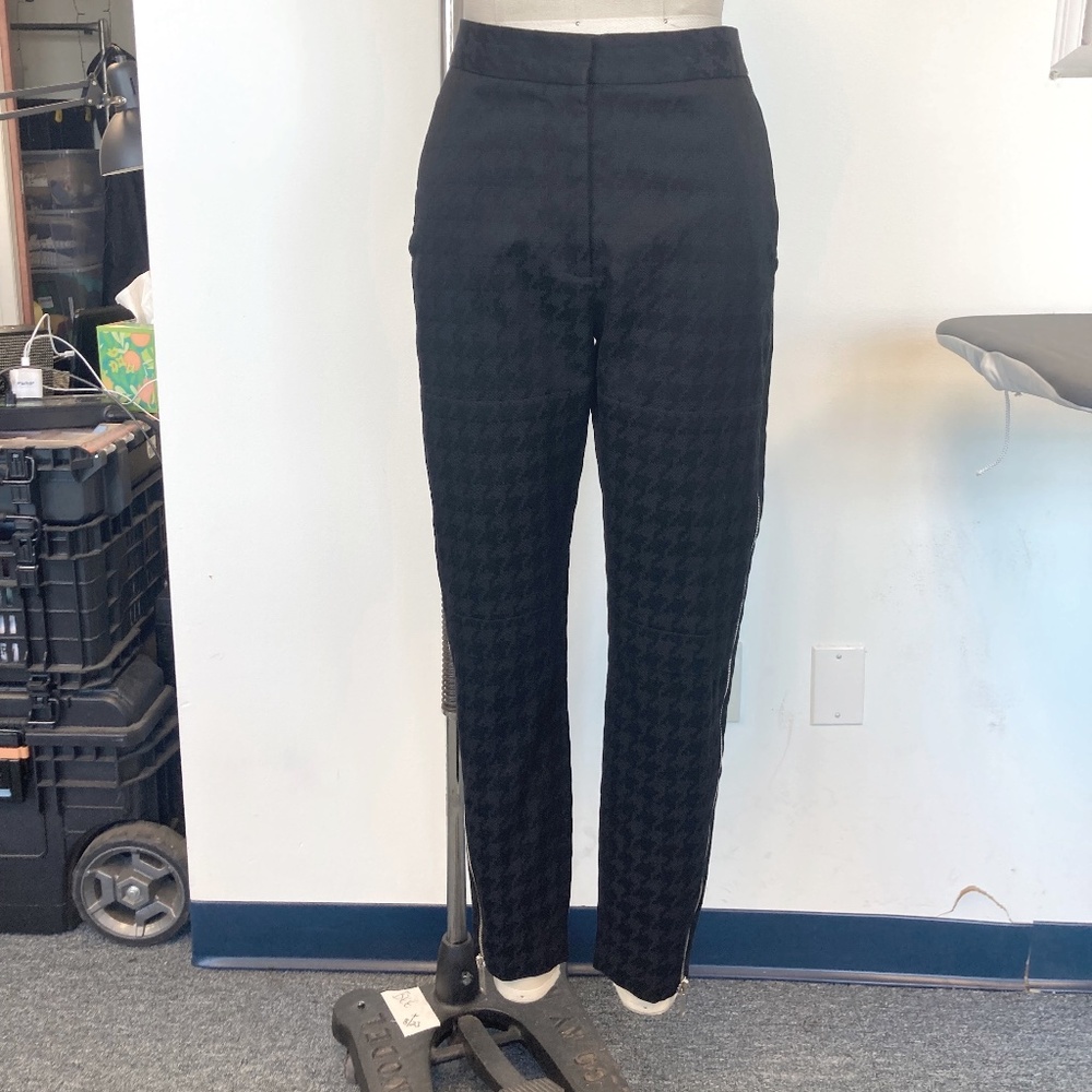 Stella McCartney Houndstooth Dark Navy Zip Detail Slim Pants Size 42/US 6